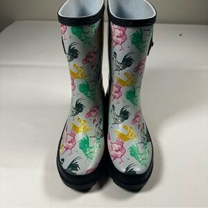 Blue Mountain Chickens Colorful Rubber Rain Boots Size 6